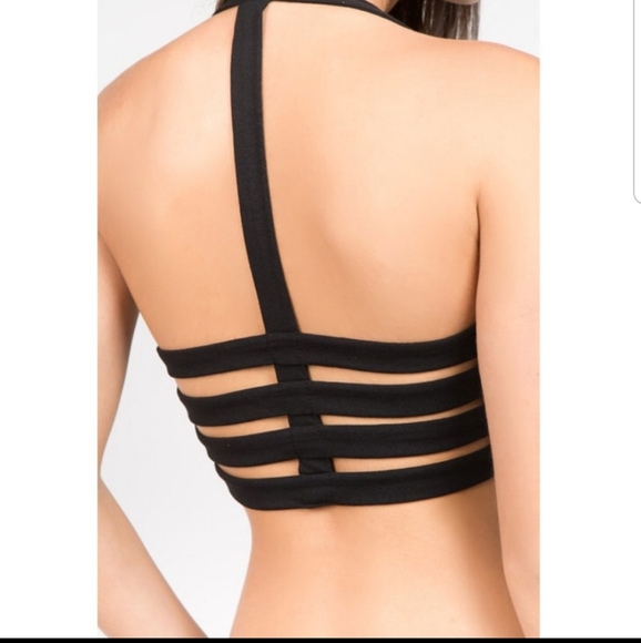 Black cage back soft and stretchy bralette - Picture 4 of 4